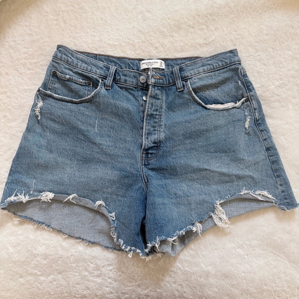 Abercrombie & Fitch Distressed Blue Jean Shorts